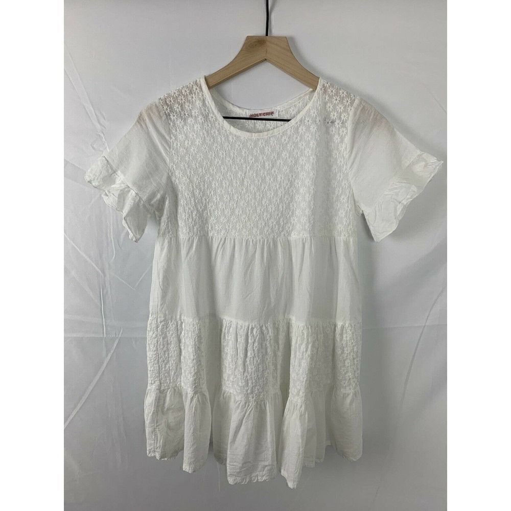 Women’s Holy Chic White Ruffle Layered Cotton Blouse S/M
